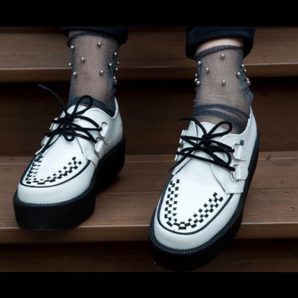 TUK White Leather Creeper